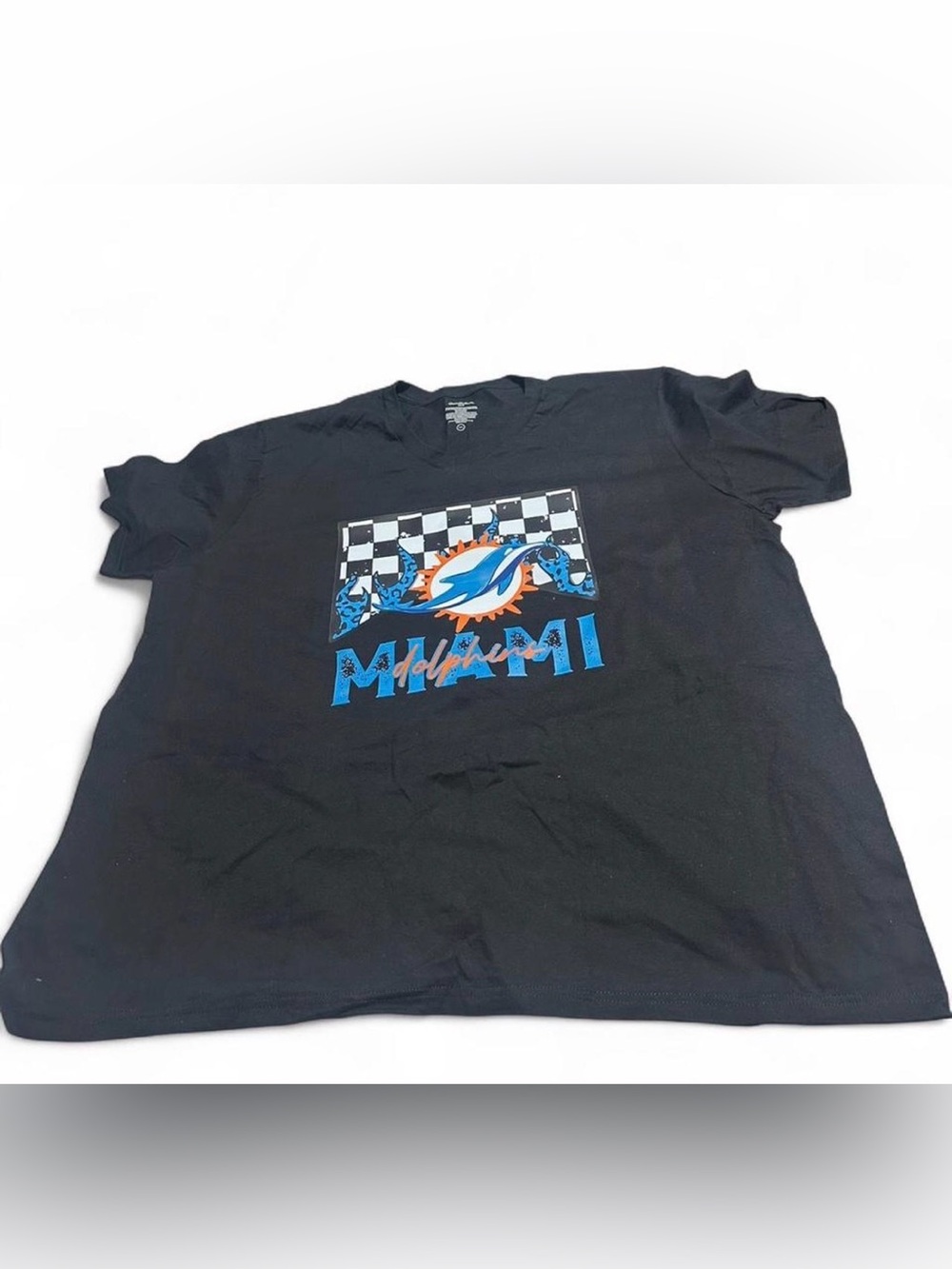 Miami Dolphins Graphic Tee - Black with Aqua & Orange Logo
